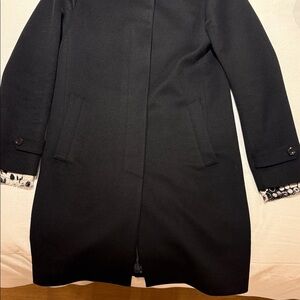 Herno Black Trench Coat with Patterned Cuffs